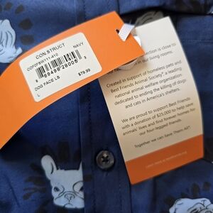 Construct + Best Friends Navy Bulldog French Bulldog Button Down Large NWT